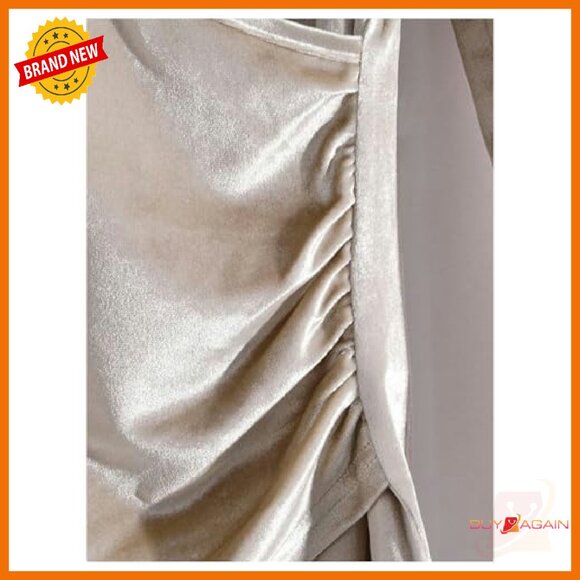 Velvet Wrap V Neck Ruched Long Sleeve Top S M L - Picture 4 of 5